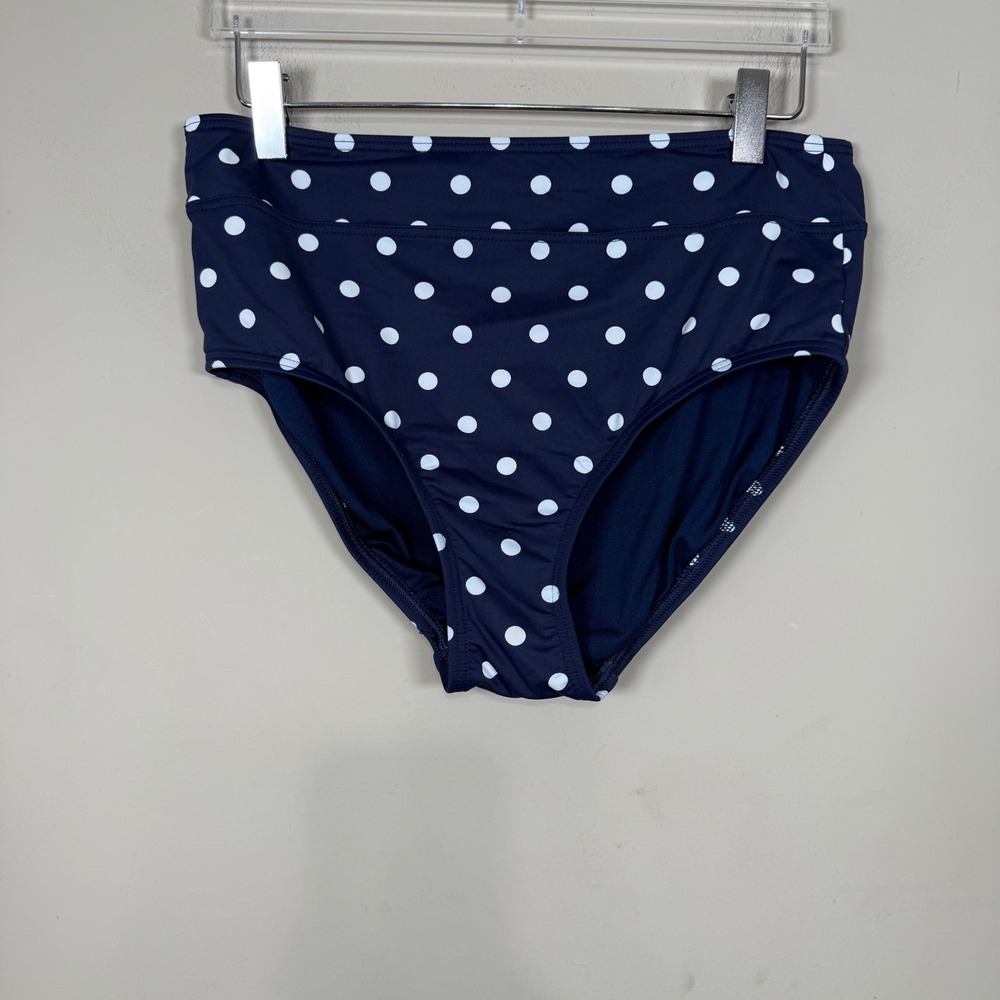 Lands' End Navy White Polka Dot Bikini Bottom Size 6 - Picture 5 of 6